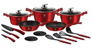 Zestaw czerwonych granitowych garnków 17 elementów N3-R87 - Zestawy garnków i patelni Zestaw czerwonych granitowych garnków 17 elementów N3-R87 - Zestawy garnków i patelni - miniaturka - grafika 1
