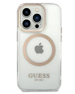 Etui do iPhone 14 Pro Guess Metal Gold MagSafe - przezroczyste - Etui i futerały do telefonów - miniaturka - grafika 1