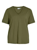 Koszulki i topy damskie - Vila Koszulka w kolorze khaki - miniaturka - grafika 1