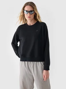 Damska bluza dresowa nierozpinana bez kaptura 4F 4FWMM00TSWSF1765 - czarna - Bluzy sportowe damskie - miniaturka - grafika 1