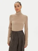 Swetry damskie - Calvin Klein Golf K20K207449 Beżowy Regular Fit - miniaturka - grafika 1