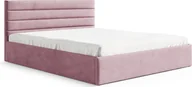 Łóżka - GUTTO Łóżko tapicerowane 180x200 metalowa rama z listew różowa welurowa tkanina aksamitna z pojemnikiem i miejscem do przechowywania - miniaturka - grafika 1