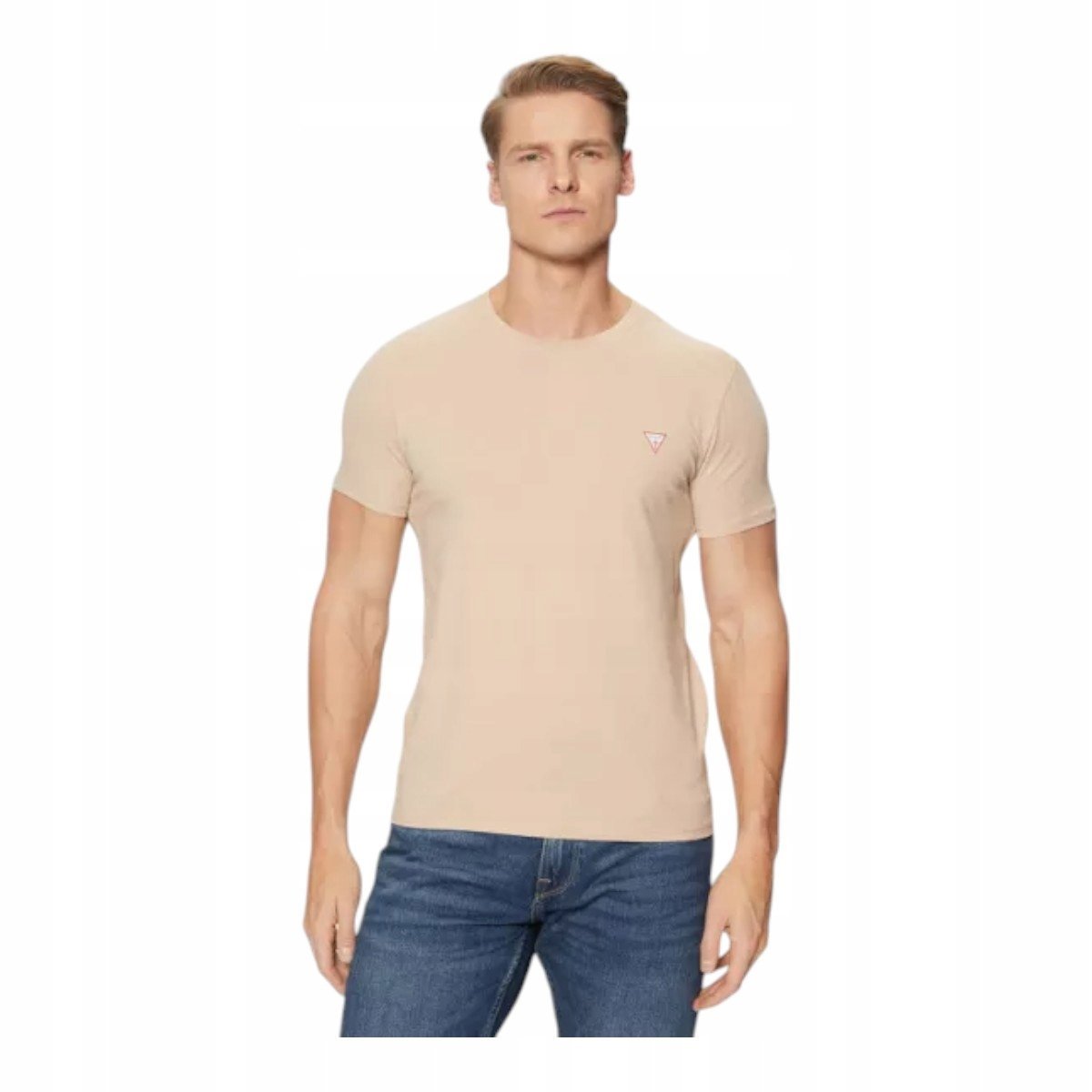 GUESS KOSZULKA MĘSKA T-SHIRT CN SS CORE TEE STR BRĄZOWA r.XXL