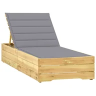Leżaki ogrodowe - vidaXL Leżak z szarą poduszką, impregnowane drewno sosnowe! 3065910 - miniaturka - grafika 1
