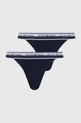 Majtki damskie - Emporio Armani Underwear stringi 2-pack kolor granatowy - miniaturka - grafika 1