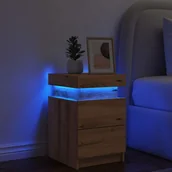 Szafki nocne - vidaXL vidaXL Szafka nocna z LED, dąb artisian, 35x39x55 cm - miniaturka - grafika 1