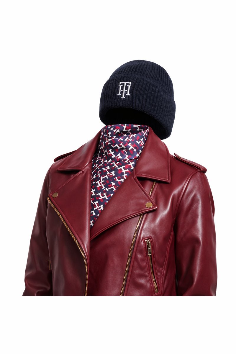 TOMMY HILFIGER CZAPKA ZIMOWA DAMSKA GRANATOWA WEŁNA uniwersalny 1I4A