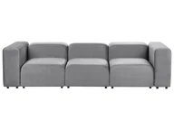Sofy i kanapy - Sofa modułowa 3-osobowa welurowa szara FALSTERBO - miniaturka - grafika 1