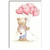 Kartki okolicznościowe i zaproszenia - Karnet B6 Miś z balonami - Henry - miniaturka - grafika 1