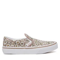 Buty dla dziewczynek - Tenisówki Vans Classic Slip-On VN000D0JBF21 Beżowy - miniaturka - grafika 1