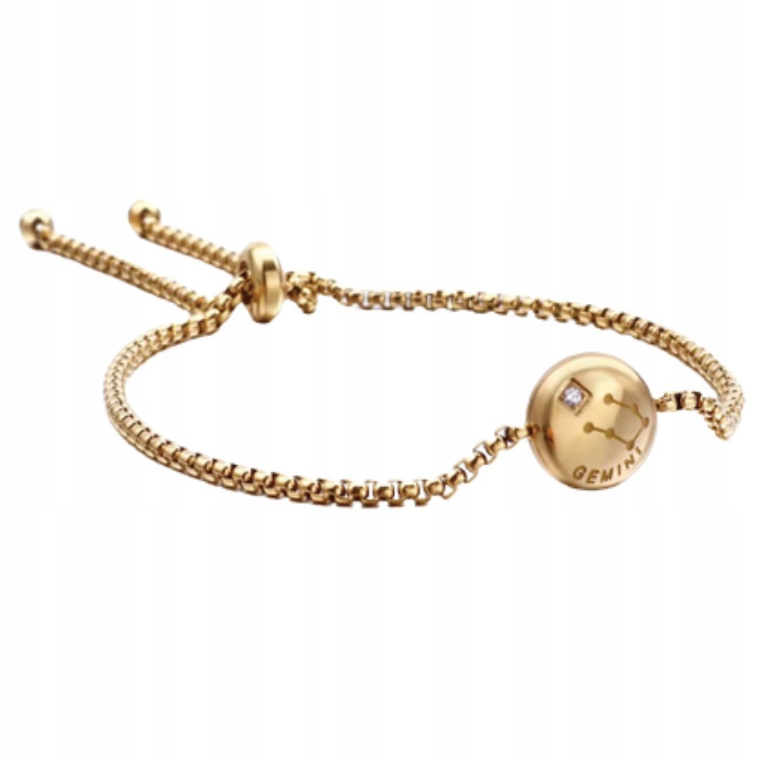 Bransoletka Zodiakalna Bliźnięta - złoty kolor, regulowana