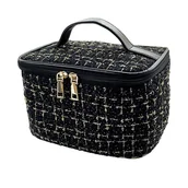 Kosmetyczki, organizery i kuferki - KOSMETYCZKA GLAMOUR GOLD 22x14x14 KUFEREK W KRATĘ - miniaturka - grafika 1