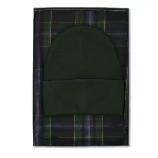 Zestaw prezentowy dla mężczyzny w kolorze butelkowej zieleni: komplet czapka + szalik zapakowane w pudełko EM 9 - EM Men's Accessories - Apaszki i szaliki męskie - miniaturka - grafika 1