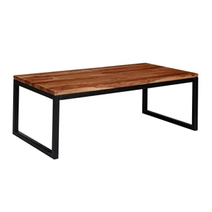 Stolik kawowy WOHNLING 110x40x60 cm z litego drewna sheesham / metalowy stolik do salonu, designerski stolik w stylu industrialnym, stolik do salonu, solidny stolik do salonu - Ławy i stoliki kawowe - miniaturka - grafika 1