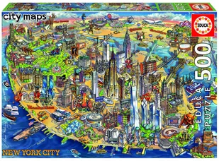 Educa Puzzle 500 Elementów Mapa New York 5_720680 - Puzzle - miniaturka - grafika 1