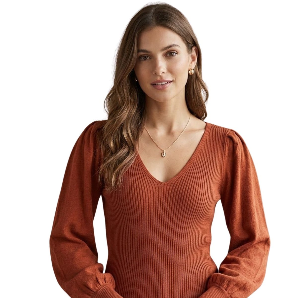 Sweter damska Naf Naf Melly w serek klasyczny-M