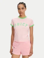 Koszulki i topy damskie - Juicy Couture T-Shirt Collegiate Ringer JCWCT125320 Różowy Slim Fit - miniaturka - grafika 1