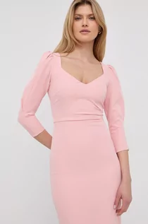 Sukienki - Nissa Nissa sukienka kolor różowy midi prosta - grafika 1