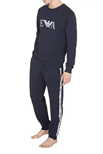 Bluzy męskie - Emporio Armani Underwear Męska bluza Iconic Terry Sweater, granatowa, L, morski, L - grafika 1