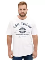 Koszulki męskie - T-shirt męski plus size TOM TAILOR z nadrukiem z logo wykonany z bawełny, 20000-Biały, 3XL - miniaturka - grafika 1