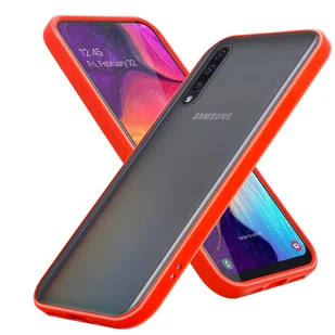 Etui Cadorabo kompatybilne z Samsung Galaxy A70 w kolorze matowej czerwieni - czarne przyciski - etui na telefon komórkowy z silikonem TPU wewnątrz i matowym plastikowym tyłem - ochronne hybrydowe etui typu hardcase back case - Etui i futerały do telefonów - miniaturka - grafika 1
