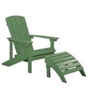 Fotele i krzesła ogrodowe - Shumee Krzesło ogrodowe z podnóżkiem zielone ADIRONDACK 270010 - miniaturka - grafika 1
