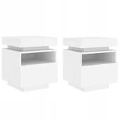Szafki nocne - Szafki nocne z oświetleniem Led, 2 szt., białe, - miniaturka - grafika 1