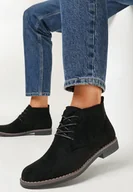 Botki damskie - Czarne Botki z Wiązaniem Sabalva - miniaturka - grafika 1