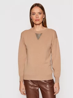 Swetry damskie - Peserico Sweter S99155F12 9018G Beżowy Regular Fit - grafika 1