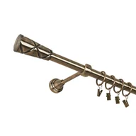 Karnisze - Karnisz pojedynczy 19 mm antyczny mosiądz 160 cm żabka cezar - miniaturka - grafika 1