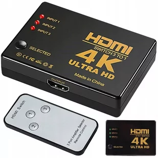 Switch Rozdzielacz 3X Do 1 Hdmi 4K Uhd Pilot Ir - Kable - miniaturka - grafika 1