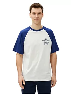 Koton Męski t-shirt z okrągłym dekoltem i motywem marynarskim, z motywem raglanowym, biały (000), XL - Koszulki męskie - miniaturka - grafika 1