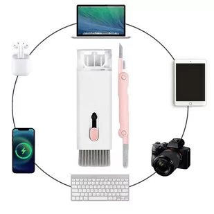 Czyścik Wielofunkcyjny zestaw czyszczący do słuchawek airpods klawiatur 7w1 Różowo-biały - Części i akcesoria do laptopów - miniaturka - grafika 3