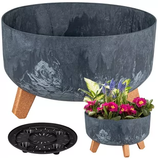 Doniczka GRACIA LOW BETON EFFECT - antracytowy DGRL240LE-S433 Prosperplast - Donice - miniaturka - grafika 1