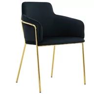 Krzesła - Krzesło Glamour czarne C-900 / welur, złote nogi - miniaturka - grafika 1