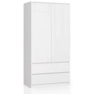 Akord Fabryka mebli SZAFA S 90cm 2 DRZWI 2 SZUFLADY BIAŁA / BIAŁY POŁYSK SP0PSYSPOL010 - Szafy - miniaturka - grafika 1
