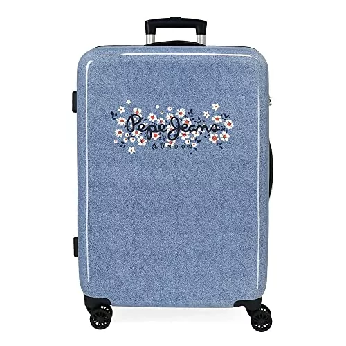 Pepe Jeans Cyfrowa walizka średniej wielkości, niebieska, 48 x 68 x 26 cm,  twardy plastik, boczne zamknięcie łączone, 70 l, 3 kg, 4 koła - Ceny i  opinie na Skapiec.pl