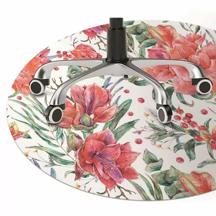 Podkładka pod krzesło obrotowe Czerwone kwiaty fi100 cm - Podnóżki, podpórki, podkładki - miniaturka - grafika 1