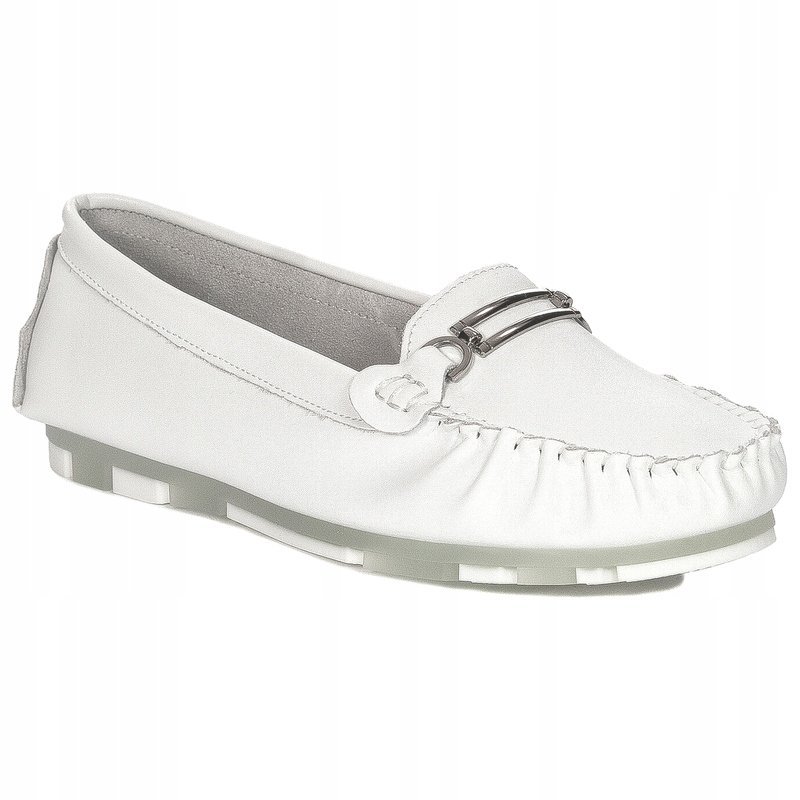 Półbuty mokasyny damskie Filippo DP1202/24 WH skórzane White białe r.37
