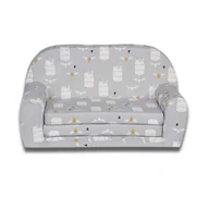 Zestawy mebli dla dzieci - SOFKA KANAPA DZIECIĘCA SKŁADANA ROZKŁADANA PREZENT ŁÓŻKO BEZPIECZNE MATERAC SZARY JEDNOROŻCE - miniaturka - grafika 1