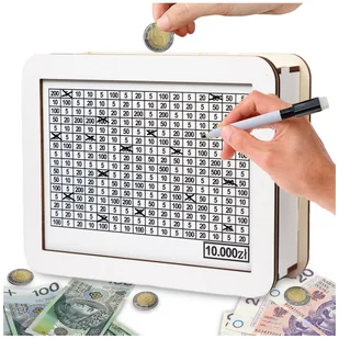 Skarbonka Wykreślanka Cel 10000 Zł Drewniana Wyzwanie Wykreślana Prezent - Skarbonki Skarbonka Wykreślanka Cel 10000 Zł Drewniana Wyzwanie Wykreślana Prezent - Skarbonki - miniaturka - grafika 1