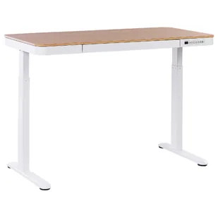 Biurko regulowane elektrycznie 124 x 64 cm jasne drewno z białym KENLY - Biurka - miniaturka - grafika 1