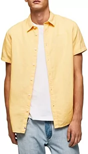 Pepe Jeans Krótka koszula męska Parker, Żółty (błyszczący), XL - Koszule męskie - miniaturka - grafika 1