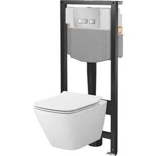 Zestaw Podtynkowy Cersanit miska WC z deską Mesto Square przycisk chrom - Stelaże i zestawy podtynkowe do WC - miniaturka - grafika 1