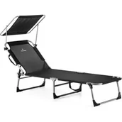 Leżaki ogrodowe - Outtec Leżak, łóżko plażowe z daszkiem Textline - miniaturka - grafika 1
