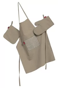 Dekoria.pl Dekoria.pl Komplet kuchenny fartuch,rękawica i łapacz beżowy kpl Quadro 563-136-09 - Fartuchy i rękawice kuchenne - miniaturka - grafika 1