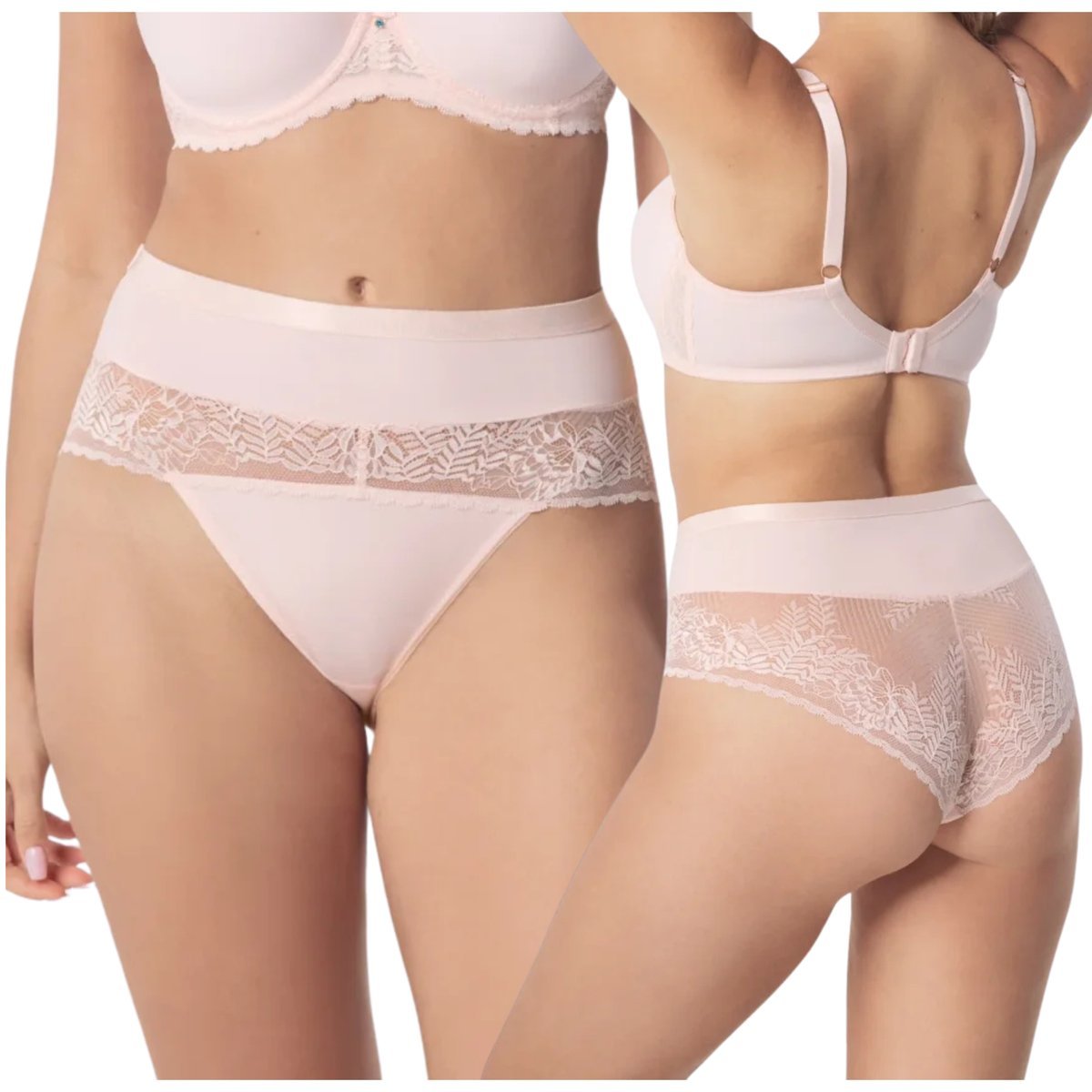 Majtki figi maxi wysoki stan koronkowe Mefemi Noemi różowe XL