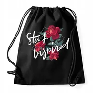 Plecaki worki - WOREK PLECAK CZARNY Na Prezent Zakupy Wycieczkę STAY INSPIRED Dziewczęce Wz - miniaturka - grafika 1