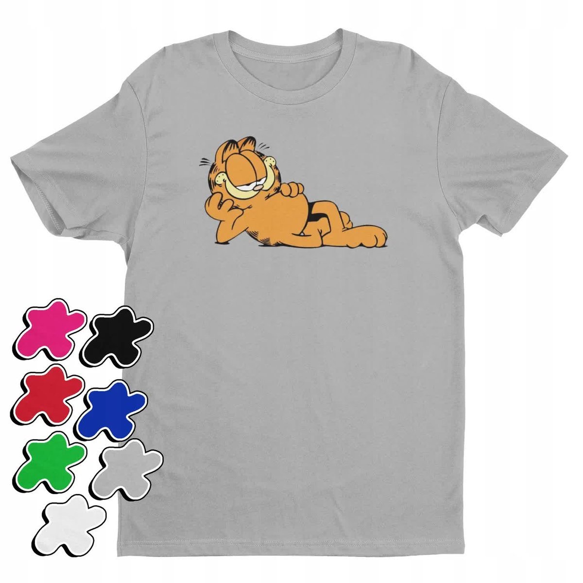 Koszulka T-Shirt Dziecięca Z Nadrukiem Garfield Kot Lasagne -L 146-152