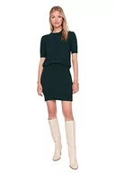 Spódnice - Trendyol Damski gładki średni dzianinowy kardigan, spódnica dwuczęściowy zestaw, zieony (Szmaragdowa zieleń), S - miniaturka - grafika 1